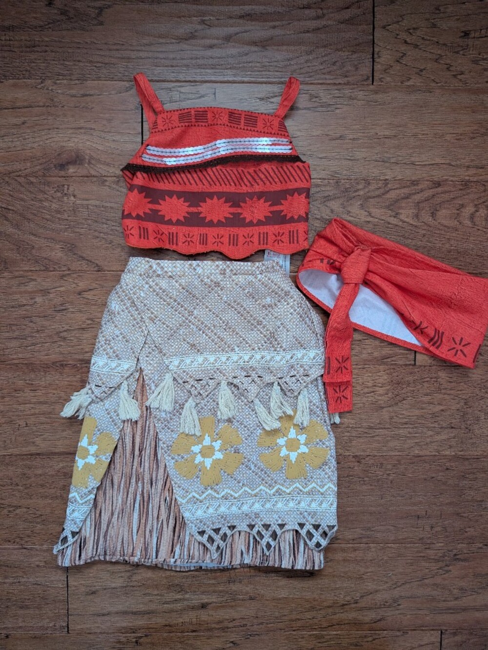 Disney Moana Red And Tan Costume Skirt Set Size 4